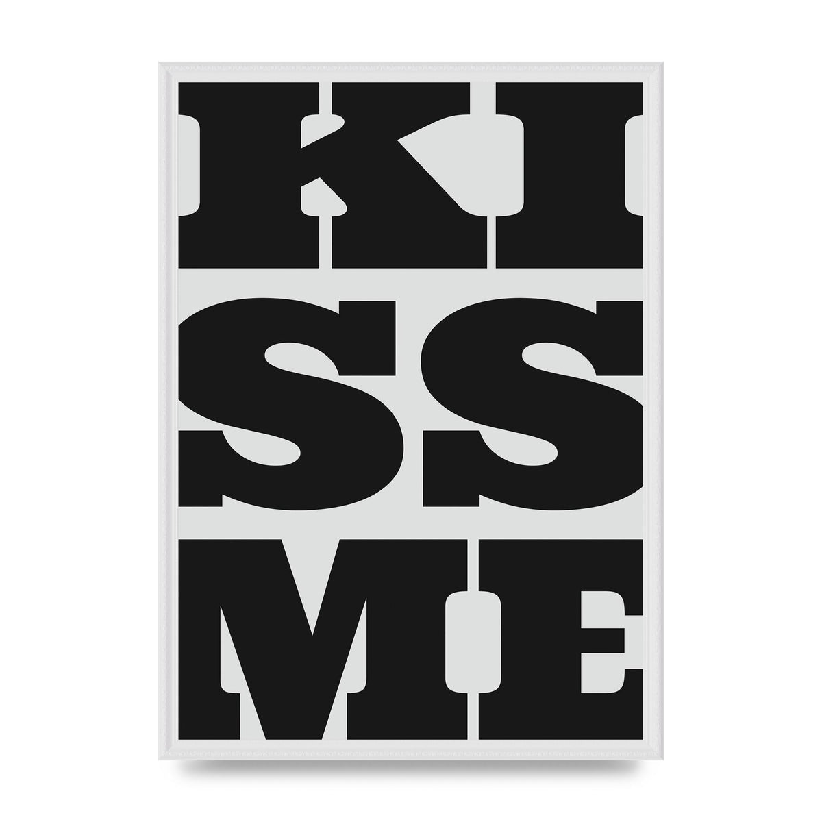 Kiss Me Large Letter Black Art For The Home - A2 framed