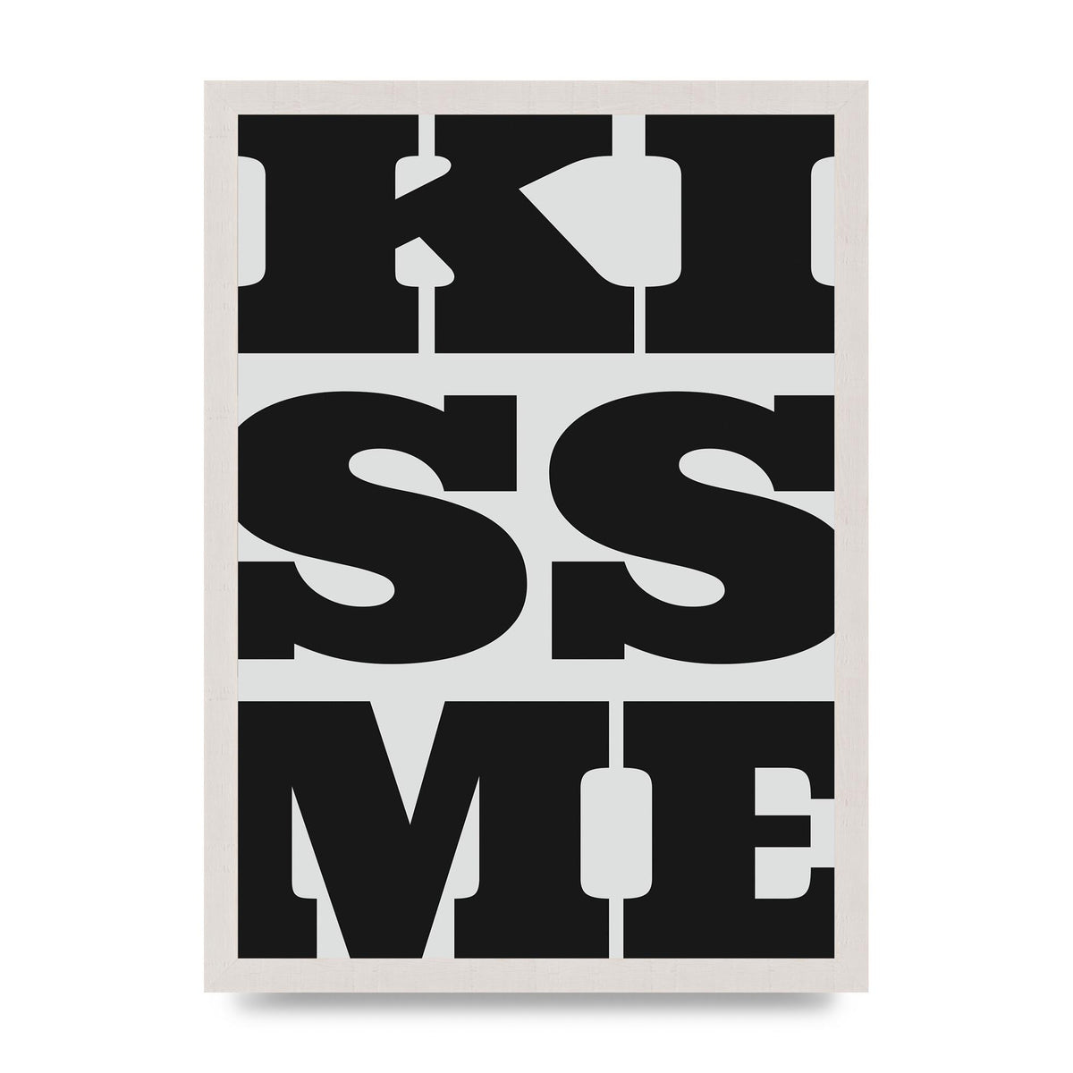 Kiss Me Large Letter Black Art For The Home - A3 framed