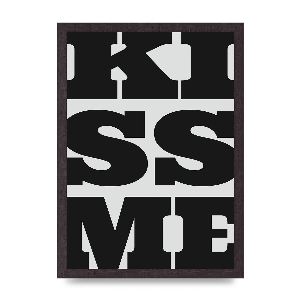 Kiss Me Large Letter Black Art For The Home - A3 framed