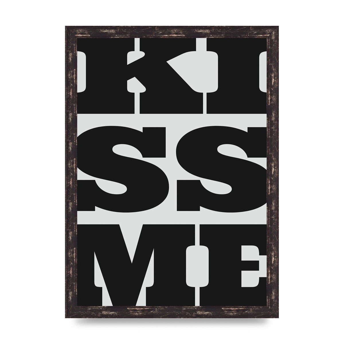 Kiss Me Large Letter Black Art For The Home - A3 framed