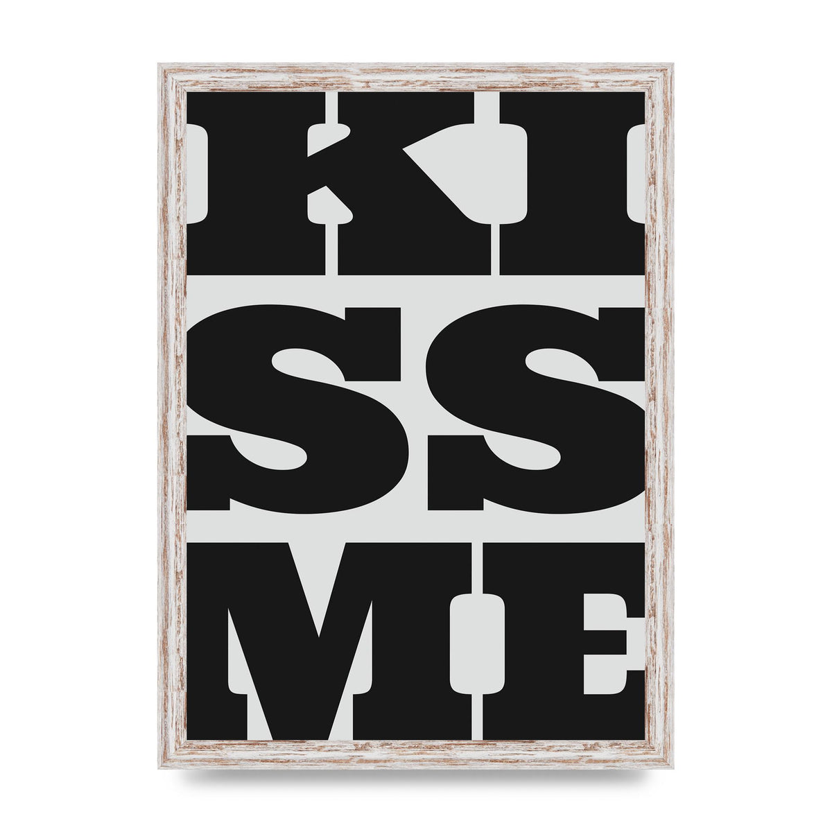 Kiss Me Large Letter Black Art For The Home - A3 framed