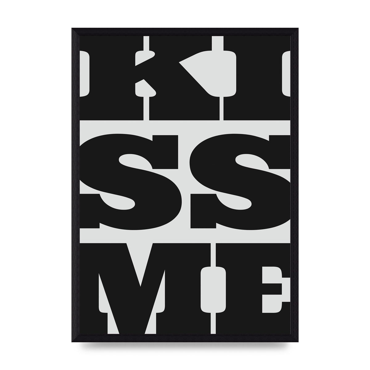 Kiss Me Large Letter Black Art For The Home - A3 framed