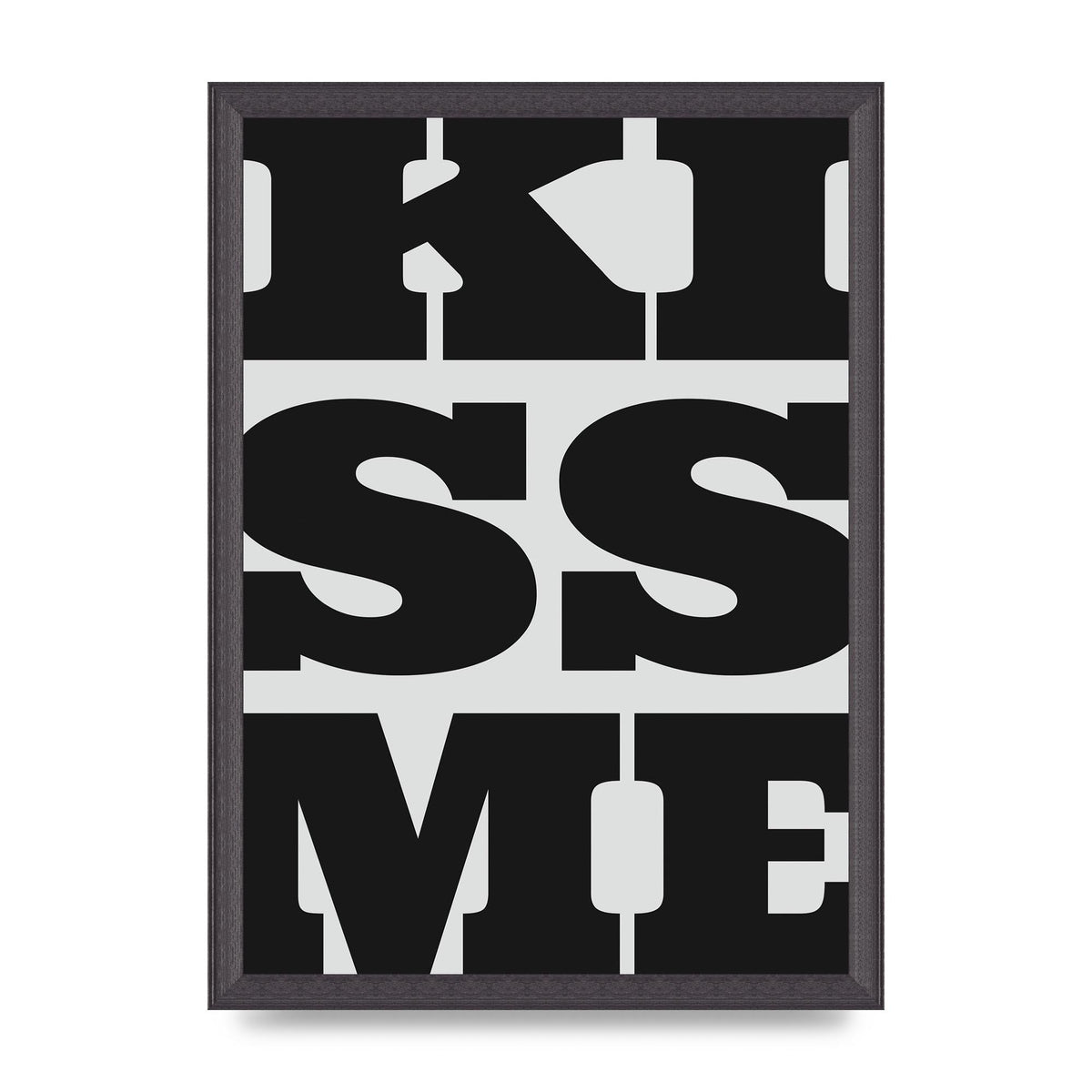 Kiss Me Large Letter Black Art For The Home - A3 framed