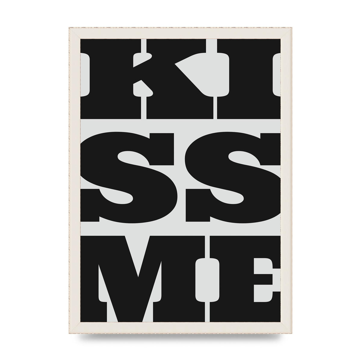 Kiss Me Large Letter Black Art For The Home - A3 framed