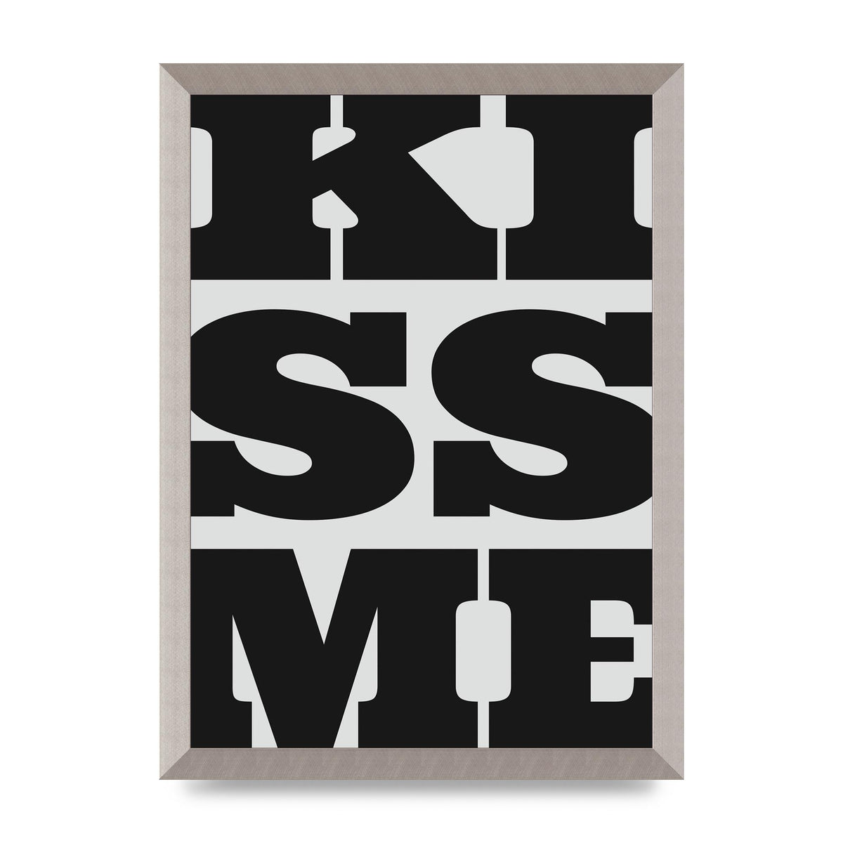 Kiss Me Large Letter Black Art For The Home - A3 framed