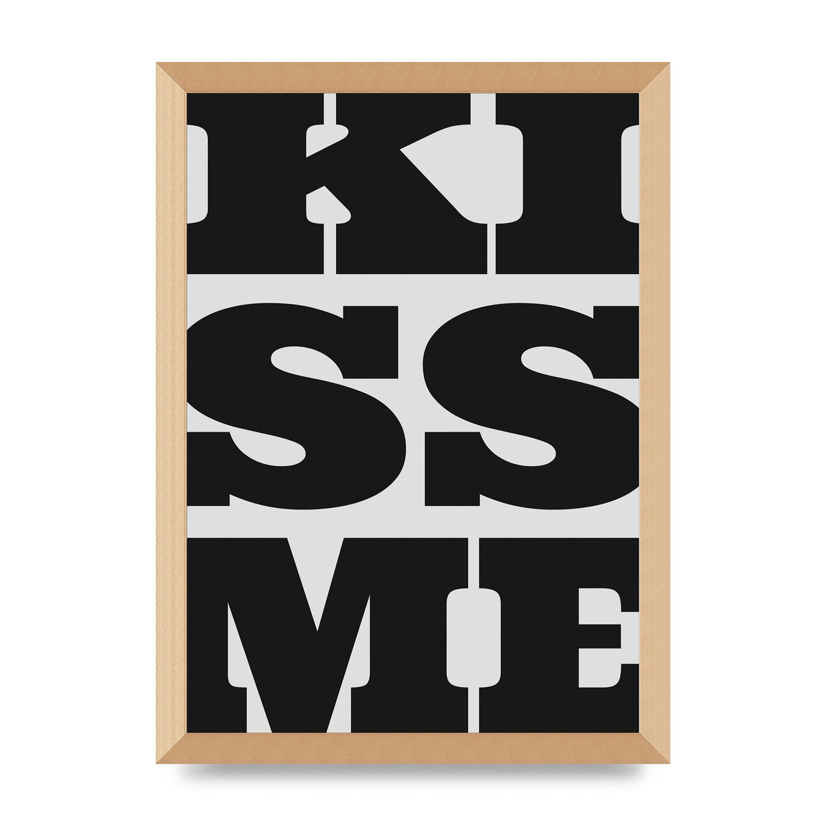 Kiss Me Large Letter Black Art For The Home - A3 framed