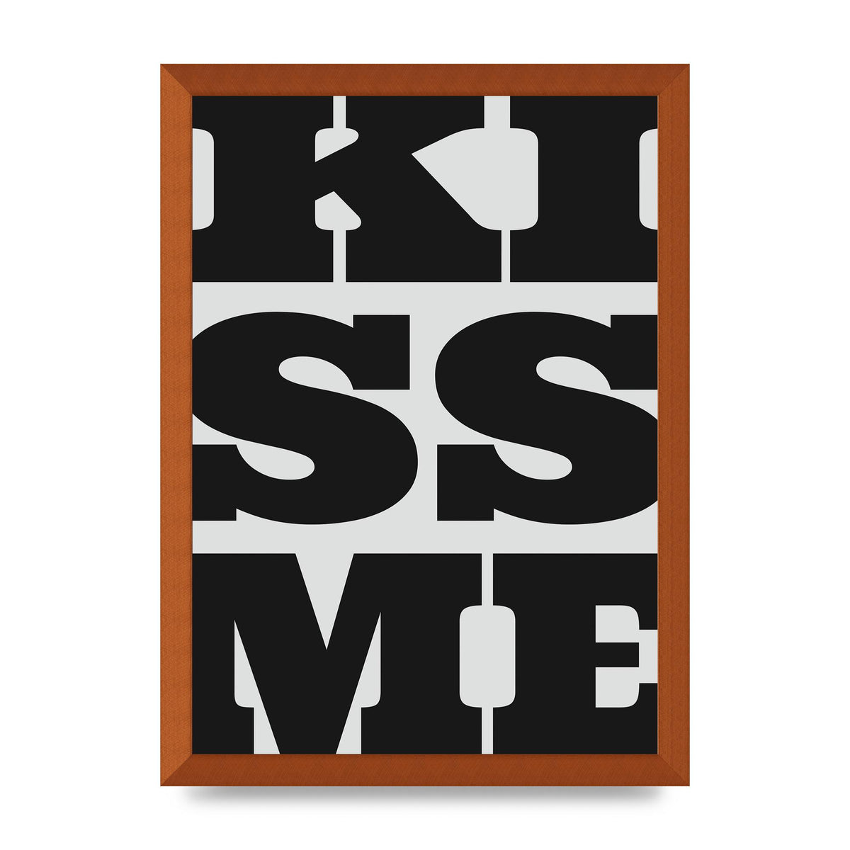 Kiss Me Large Letter Black Art For The Home - A3 framed