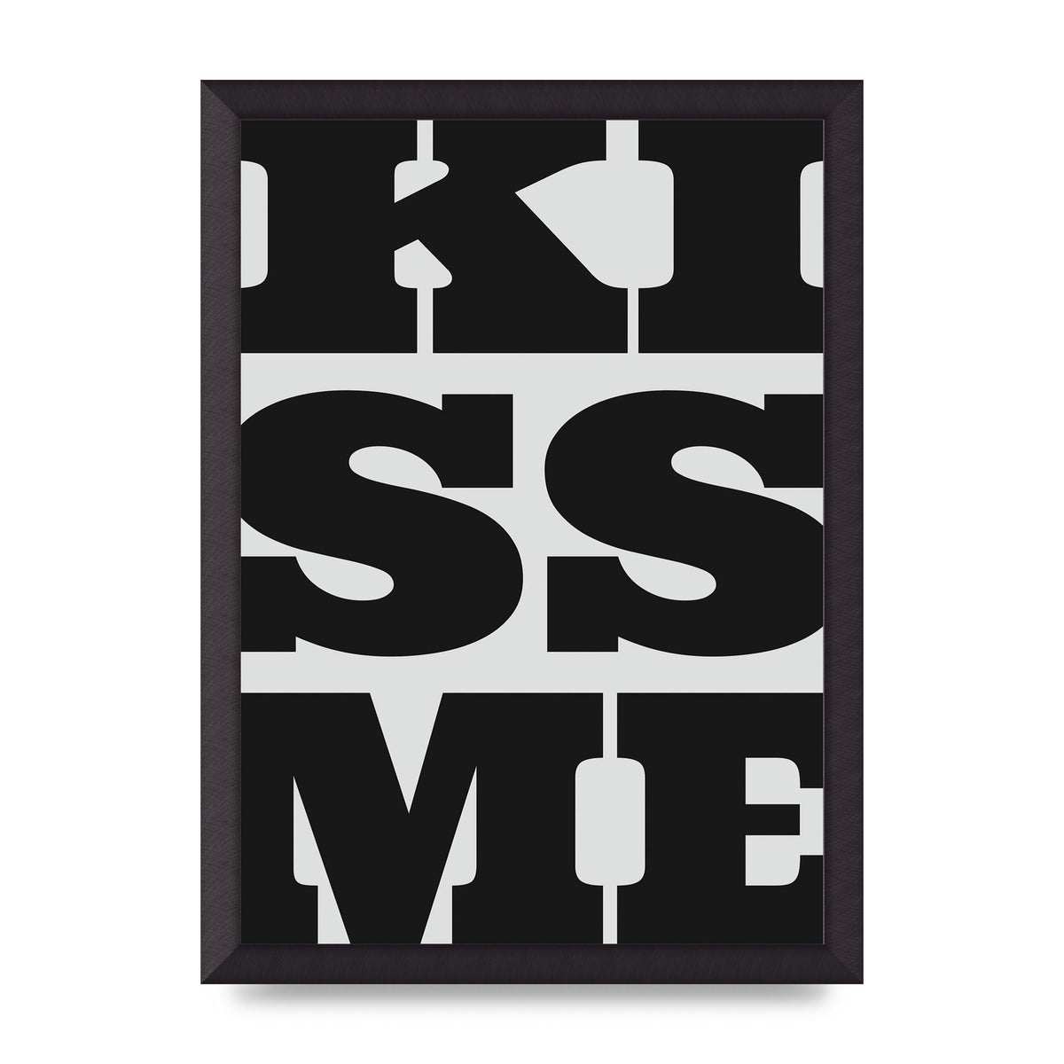 Kiss Me Large Letter Black Art For The Home - A3 framed
