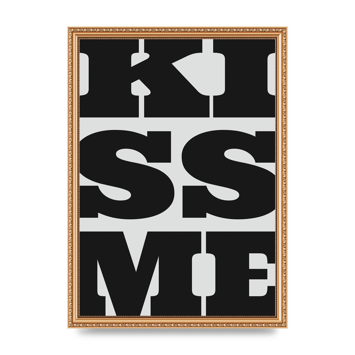 Kiss Me Large Letter Black Art For The Home - A3 framed