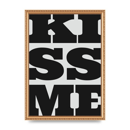 Kiss Me Large Letter Black Art For The Home - A3 framed