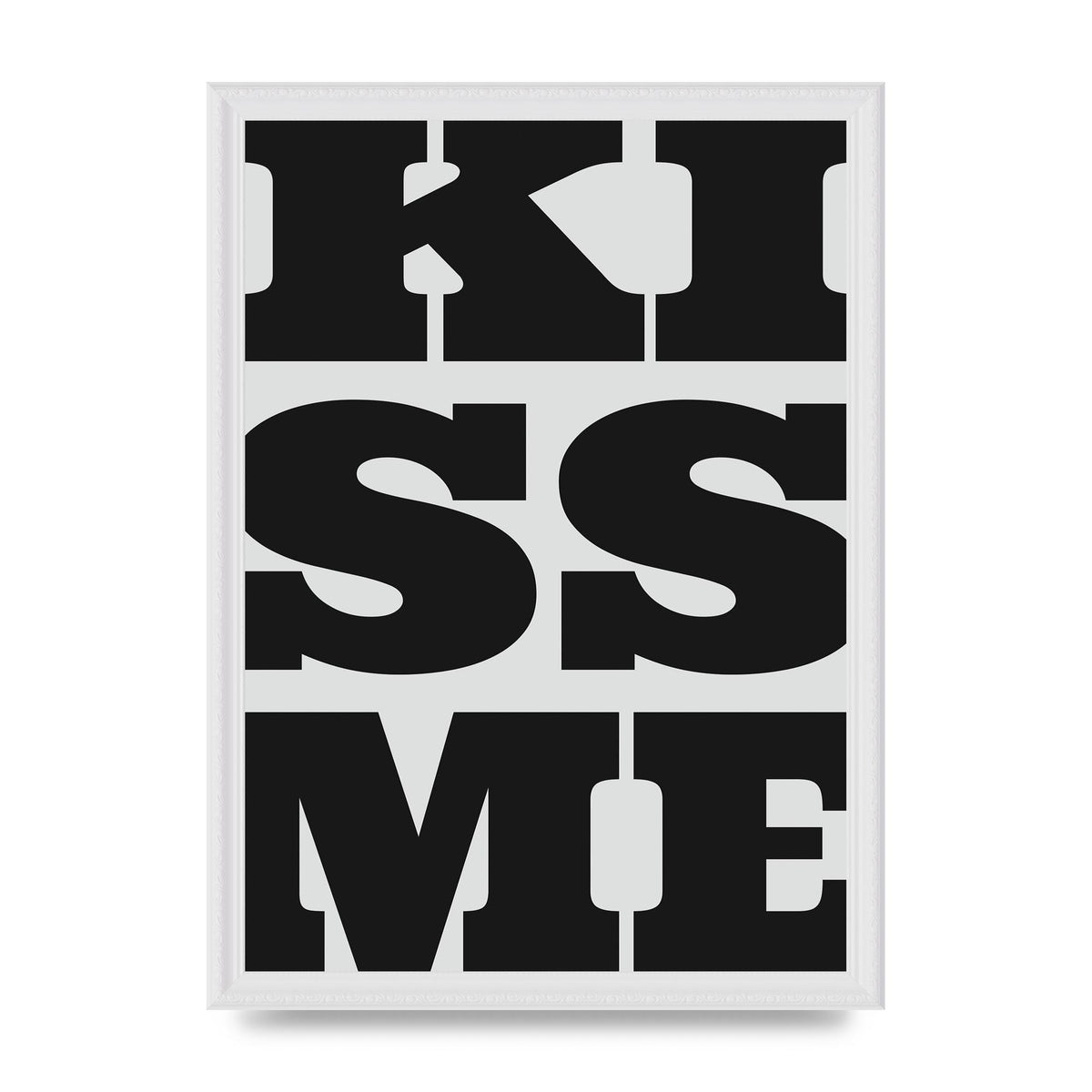 Kiss Me Large Letter Black Art For The Home - A3 framed