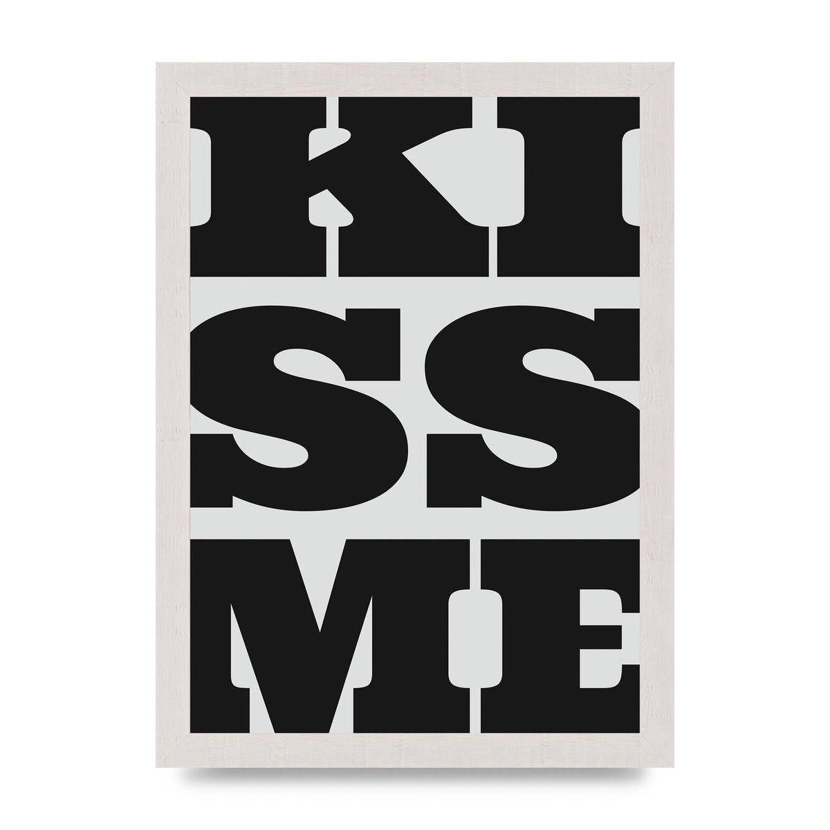 Kiss Me Large Letter Black Art For The Home - A4 framed