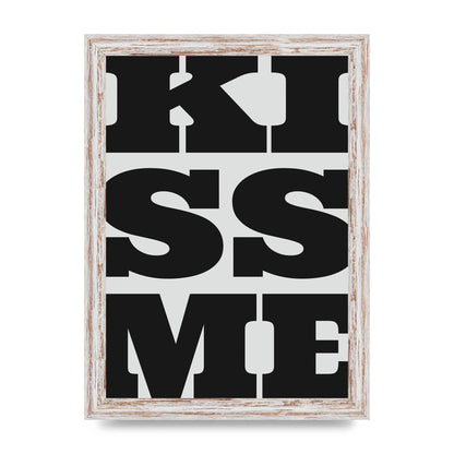 Kiss Me Large Letter Black Art For The Home - A4 framed