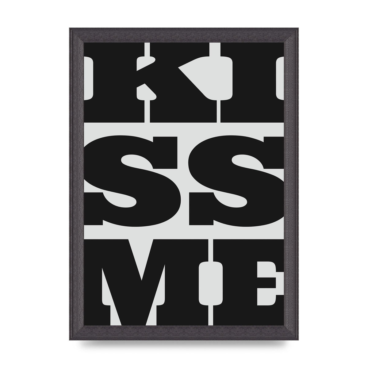 Kiss Me Large Letter Black Art For The Home - A4 framed