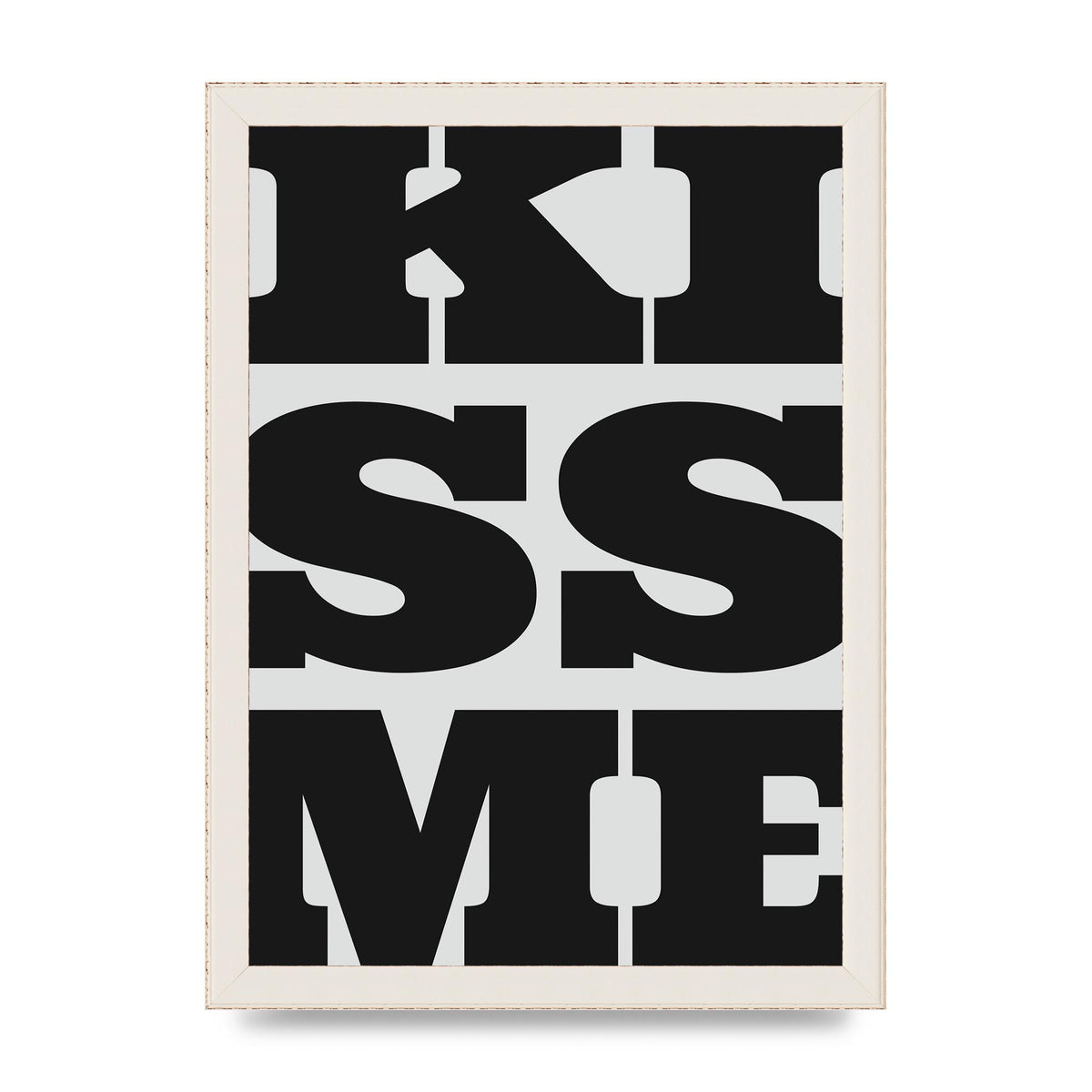 Kiss Me Large Letter Black Art For The Home - A4 framed
