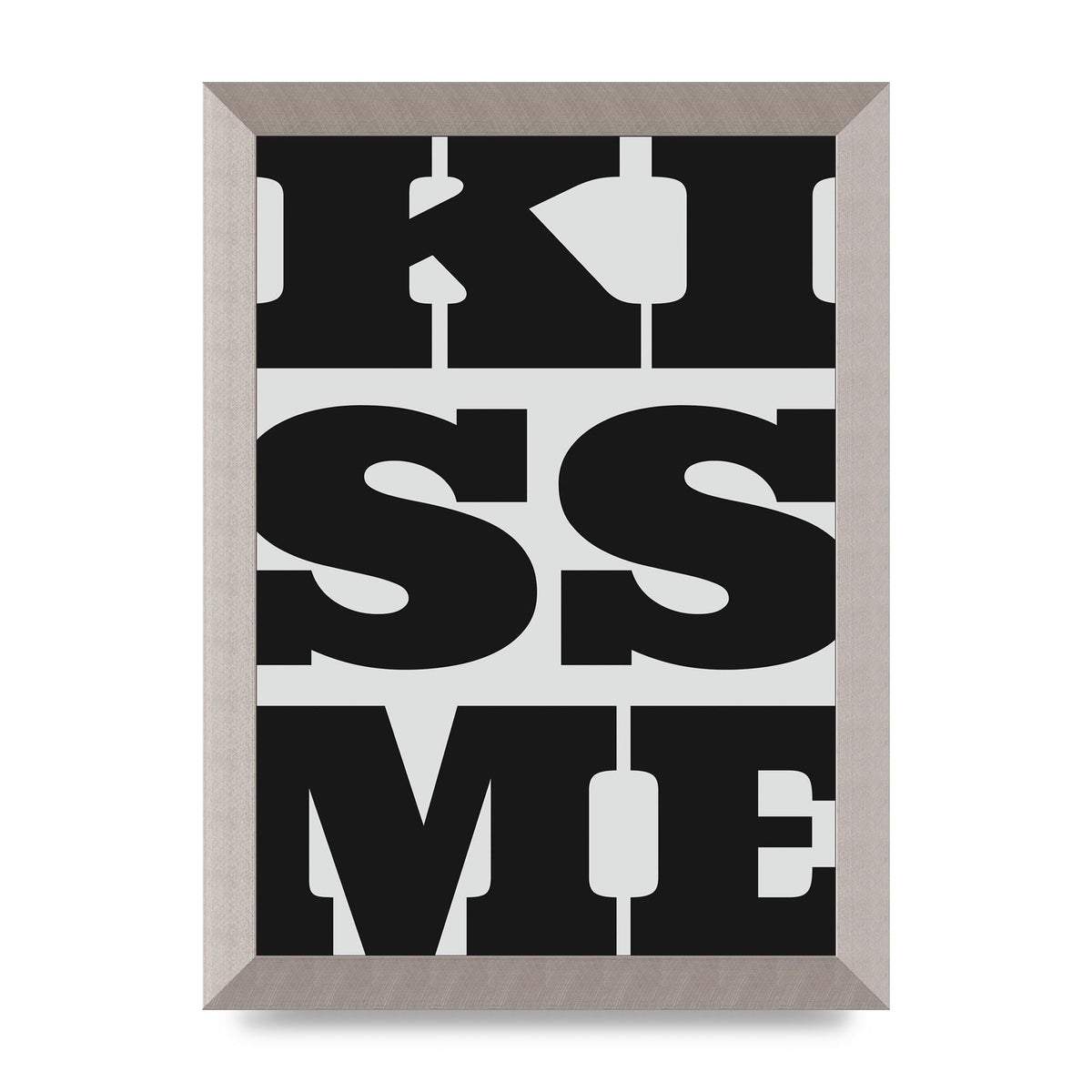 Kiss Me Large Letter Black Art For The Home - A4 framed