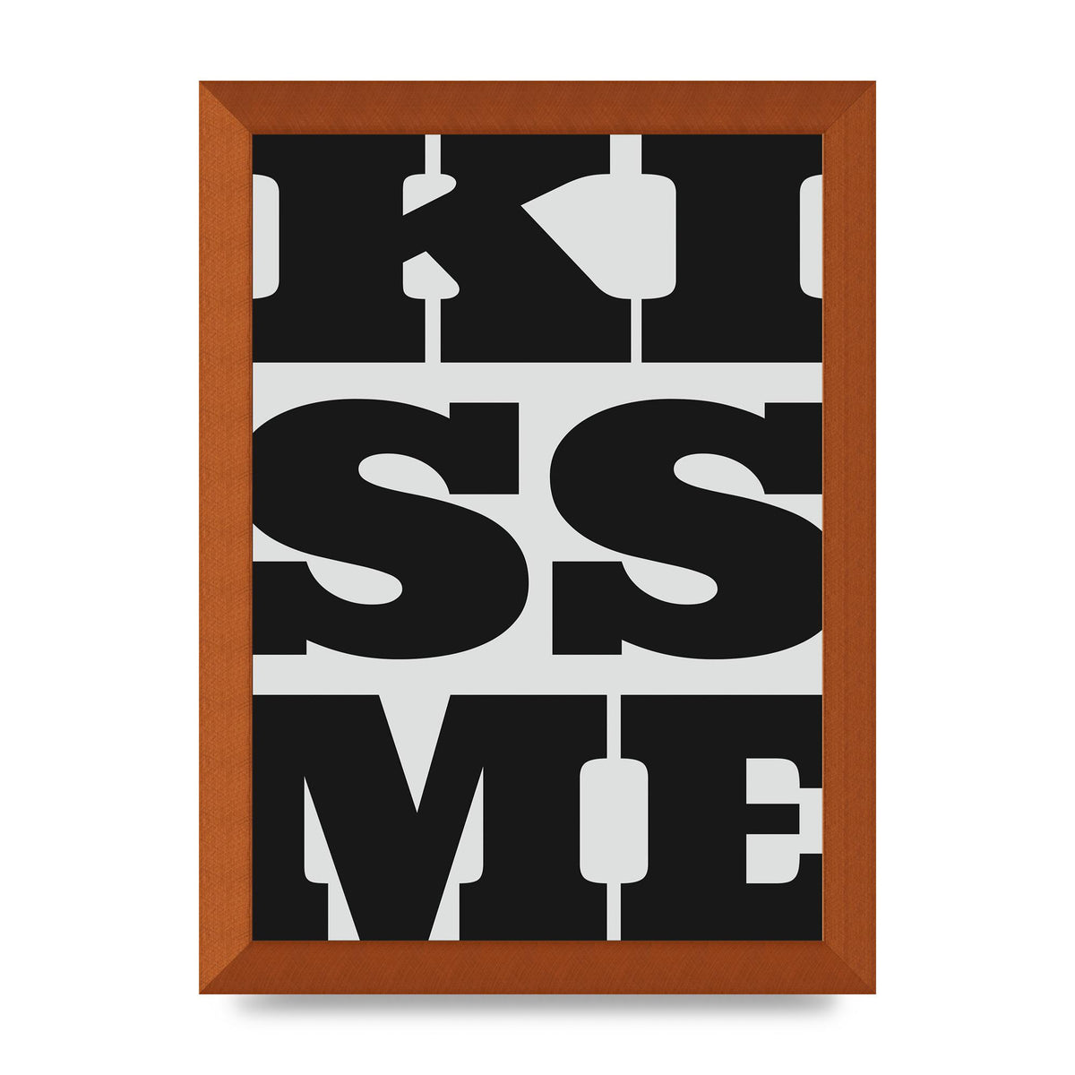 Kiss Me Large Letter Black Art For The Home - A4 framed