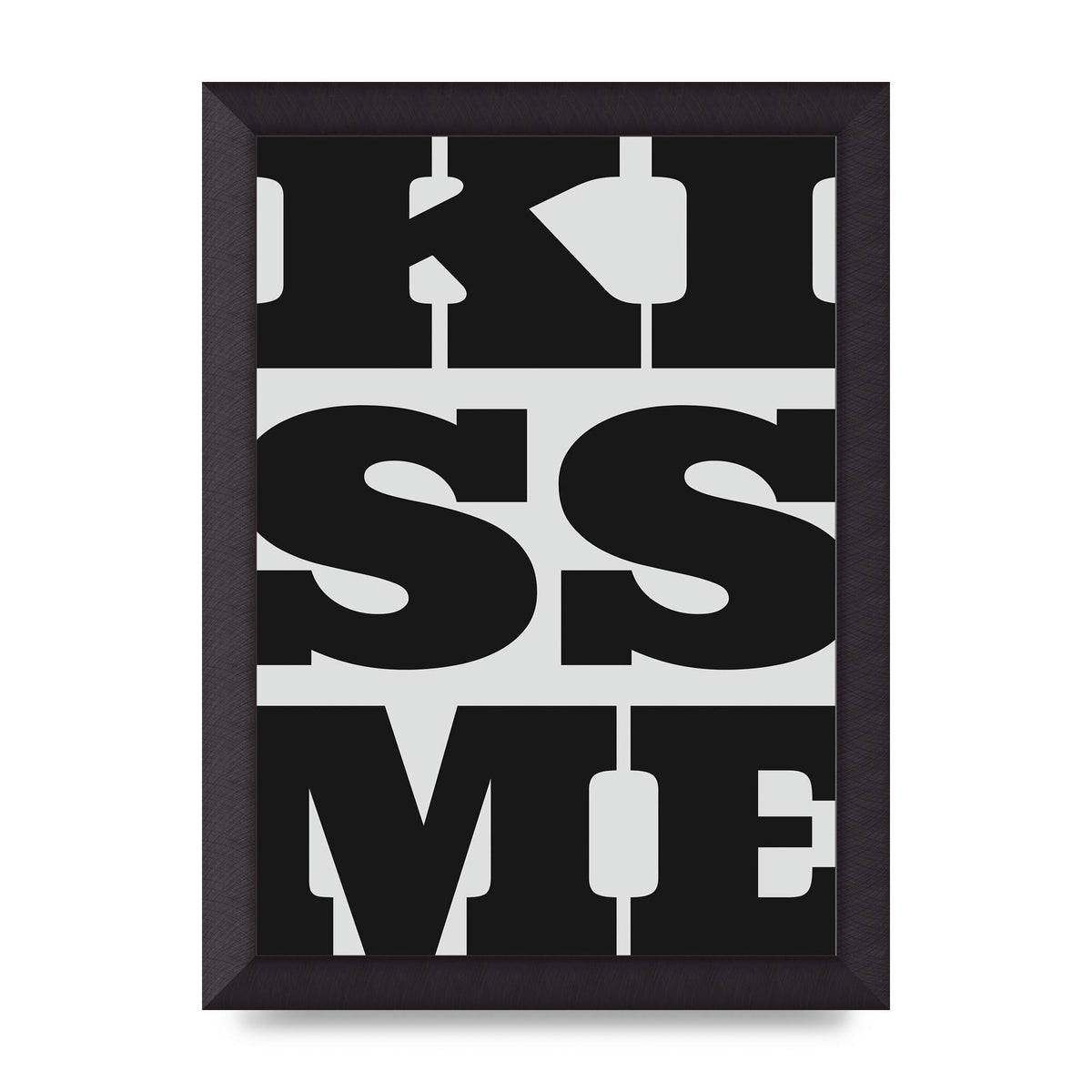 Kiss Me Large Letter Black Art For The Home - A4 framed