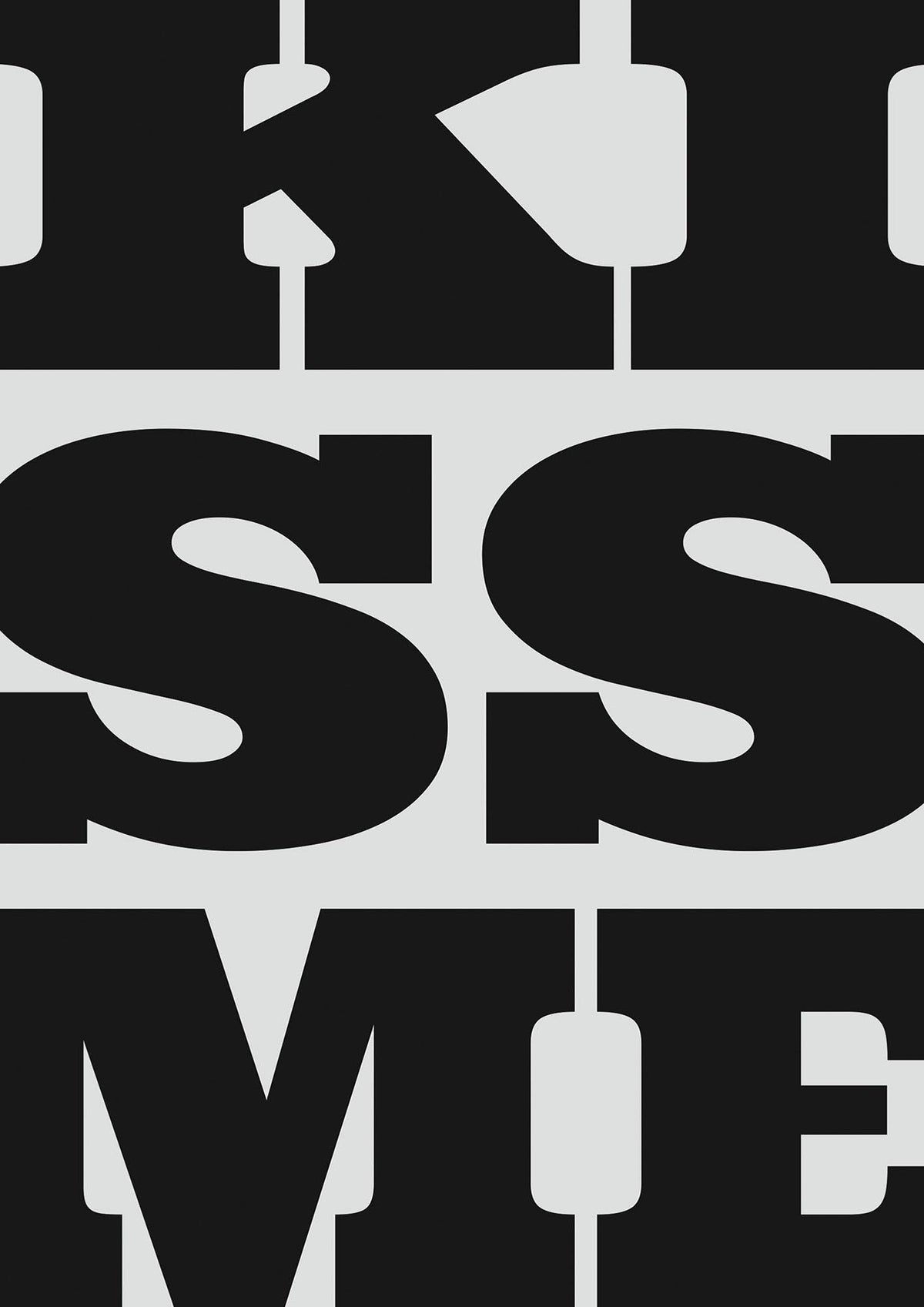 Kiss Me Large Letter Black Art For The Home - detail