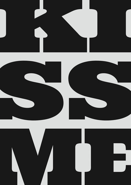 Kiss Me Large Letter Black Art For The Home - detail