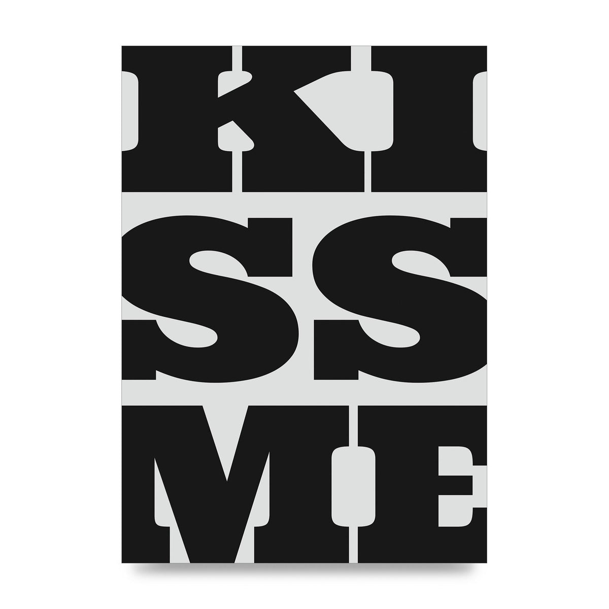Kiss Me Large Letter Black Art For The Home - unframed print