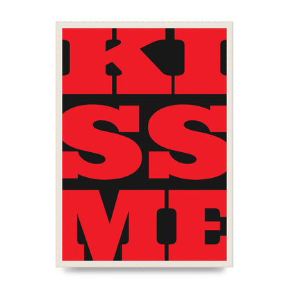 Kiss Me Large Letter Red Printed Poster - A2 framed