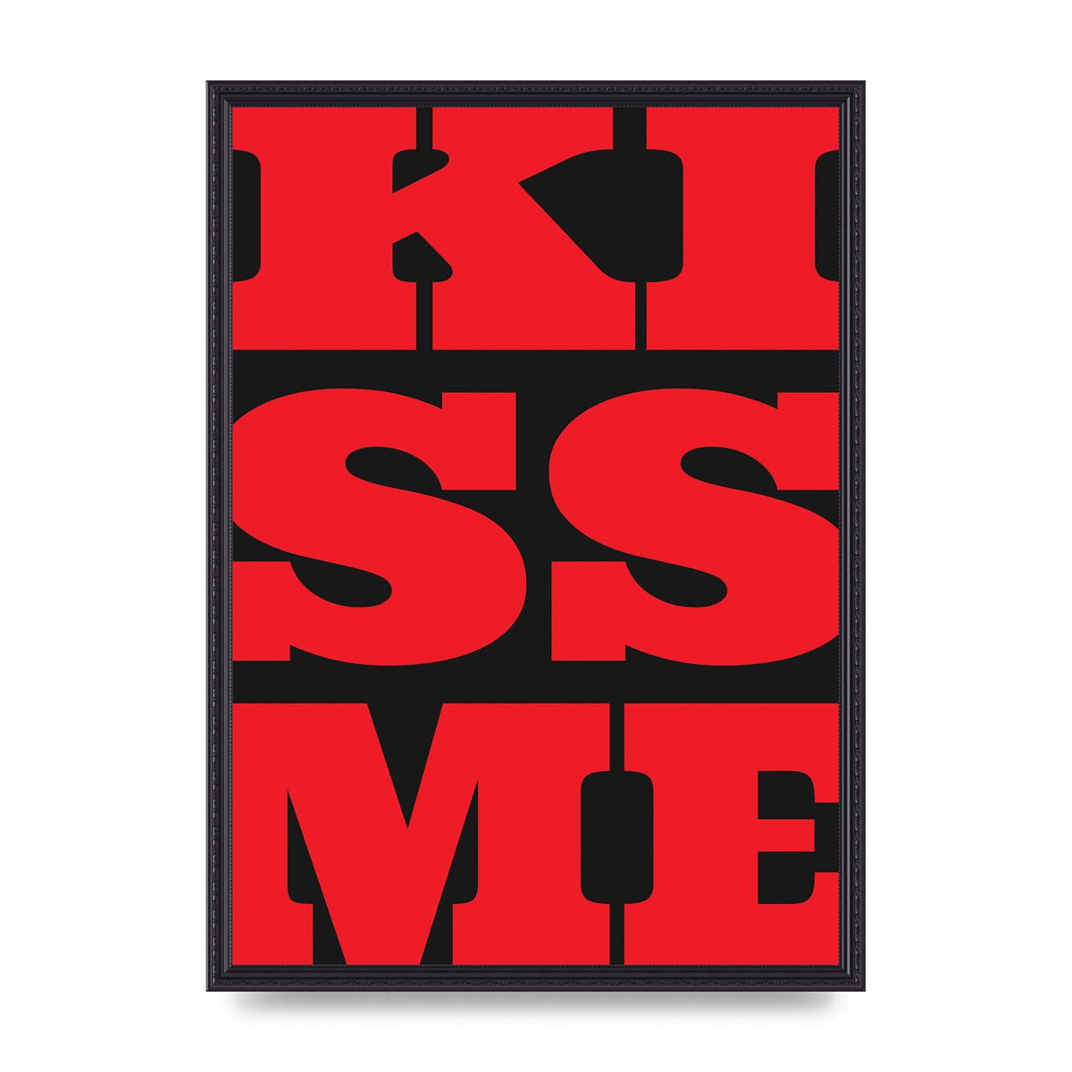 Kiss Me Large Letter Red Printed Poster - A2 framed
