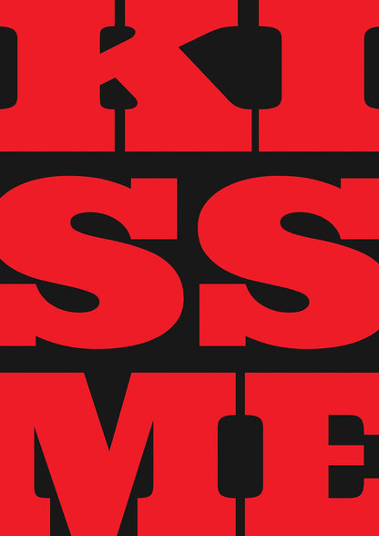 Kiss Me Large Letter Red Printed Poster - detail