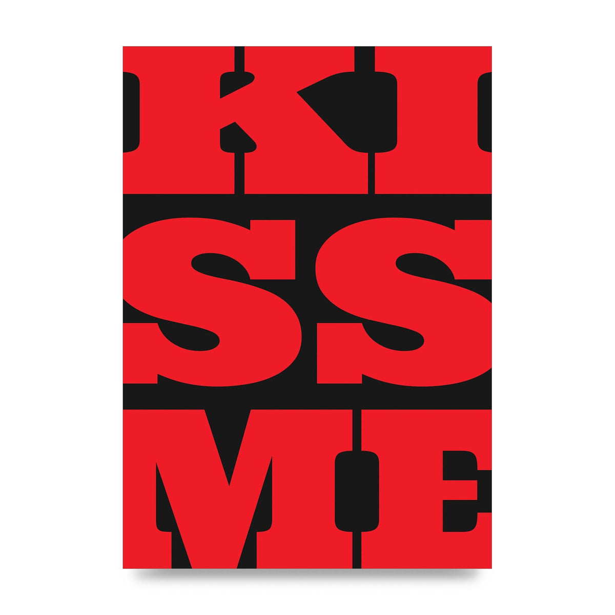 Kiss Me Large Letter Red Printed Poster - unframed print