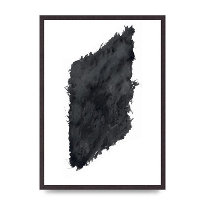 Abstract Painted Shape Black White Printed Poster - A2 framed