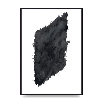 Abstract Painted Shape Black White Printed Poster - A2 framed