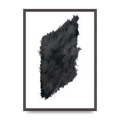 Abstract Painted Shape Black White Printed Poster - A2 framed