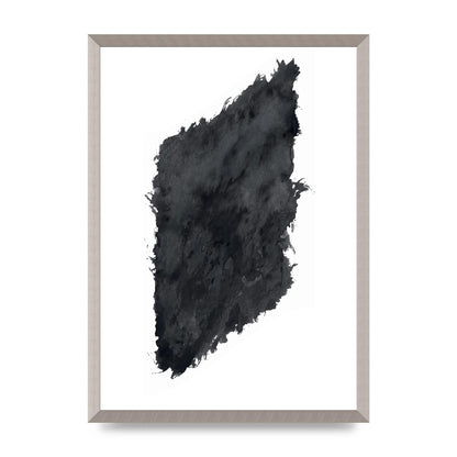 Abstract Painted Shape Black White Printed Poster - A2 framed
