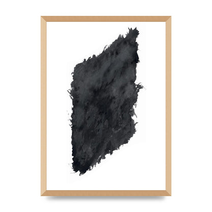 Abstract Painted Shape Black White Printed Poster - A2 framed