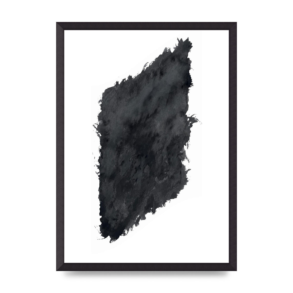 Abstract Painted Shape Black White Printed Poster - A2 framed
