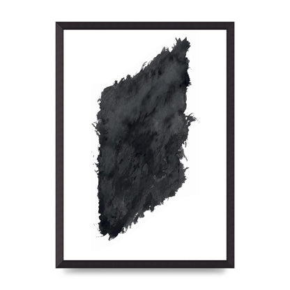Abstract Painted Shape Black White Printed Poster - A2 framed