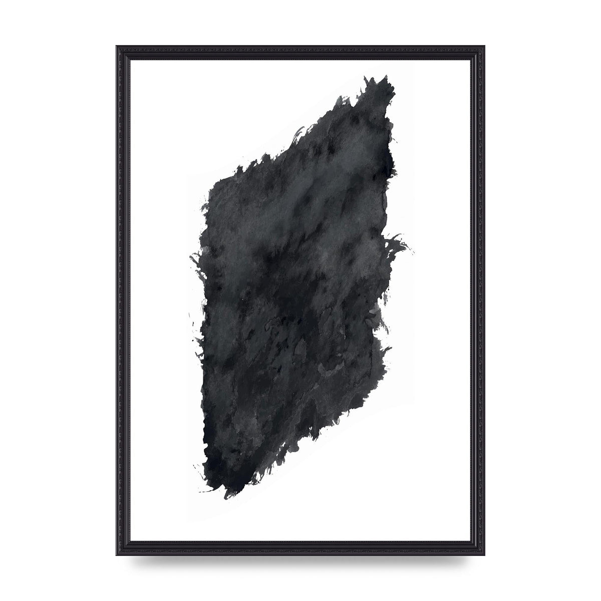 Abstract Painted Shape Black White Printed Poster - A2 framed