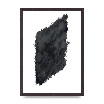 Abstract Painted Shape Black White Printed Poster - A3 framed