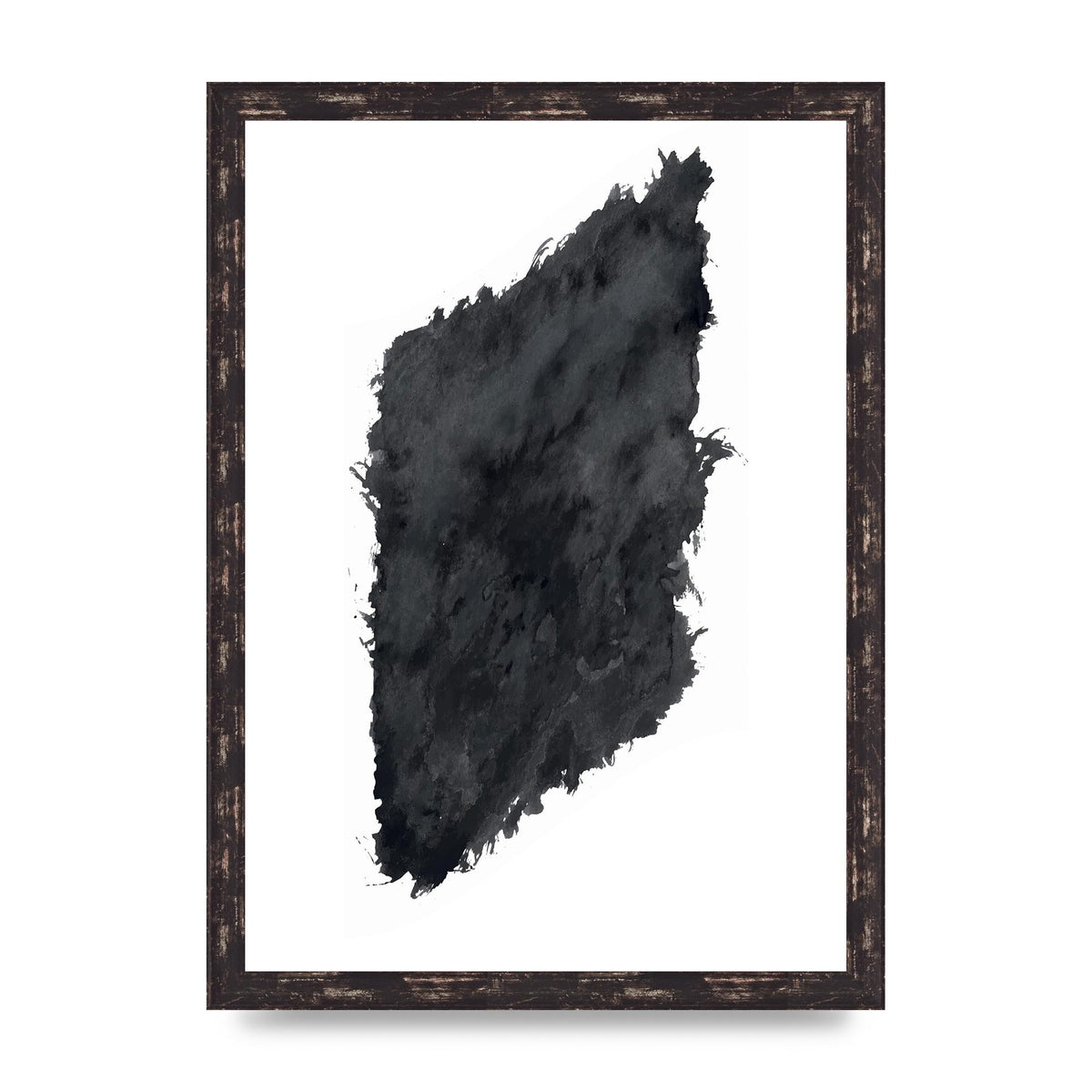 Abstract Painted Shape Black White Printed Poster - A3 framed