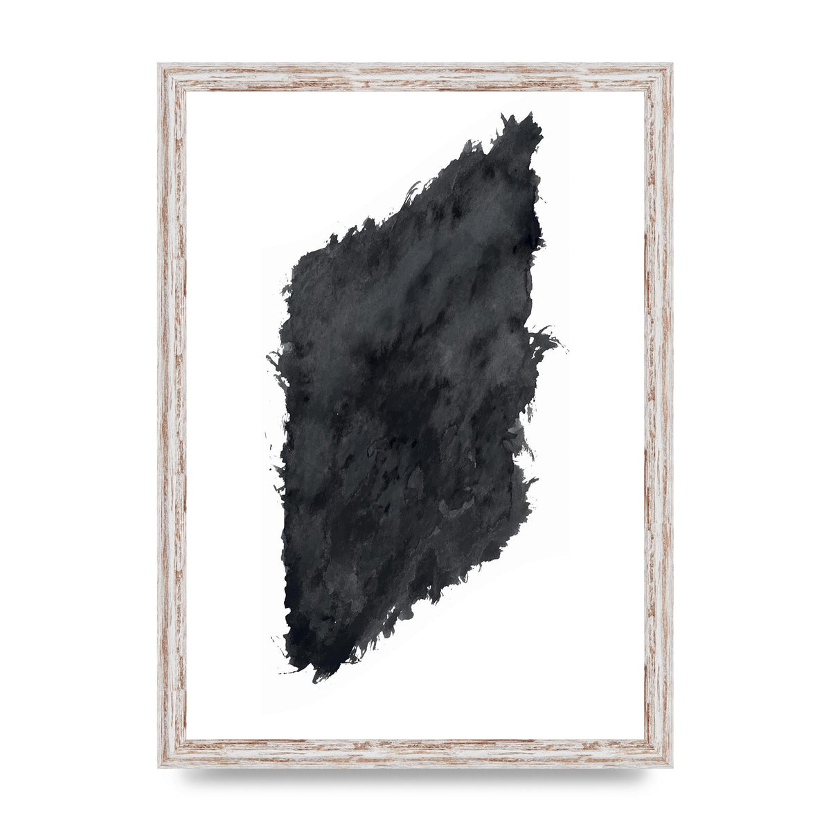 Abstract Painted Shape Black White Printed Poster - A3 framed
