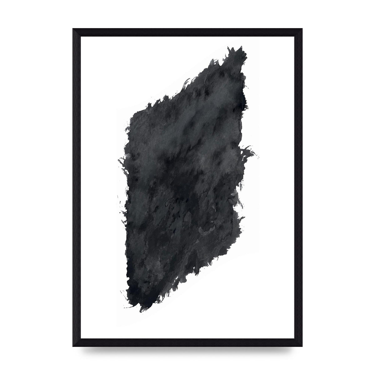 Abstract Painted Shape Black White Printed Poster - A3 framed