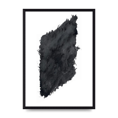 Abstract Painted Shape Black White Printed Poster - A3 framed