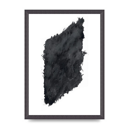 Abstract Painted Shape Black White Printed Poster - A3 framed