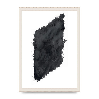 Abstract Painted Shape Black White Printed Poster - A3 framed