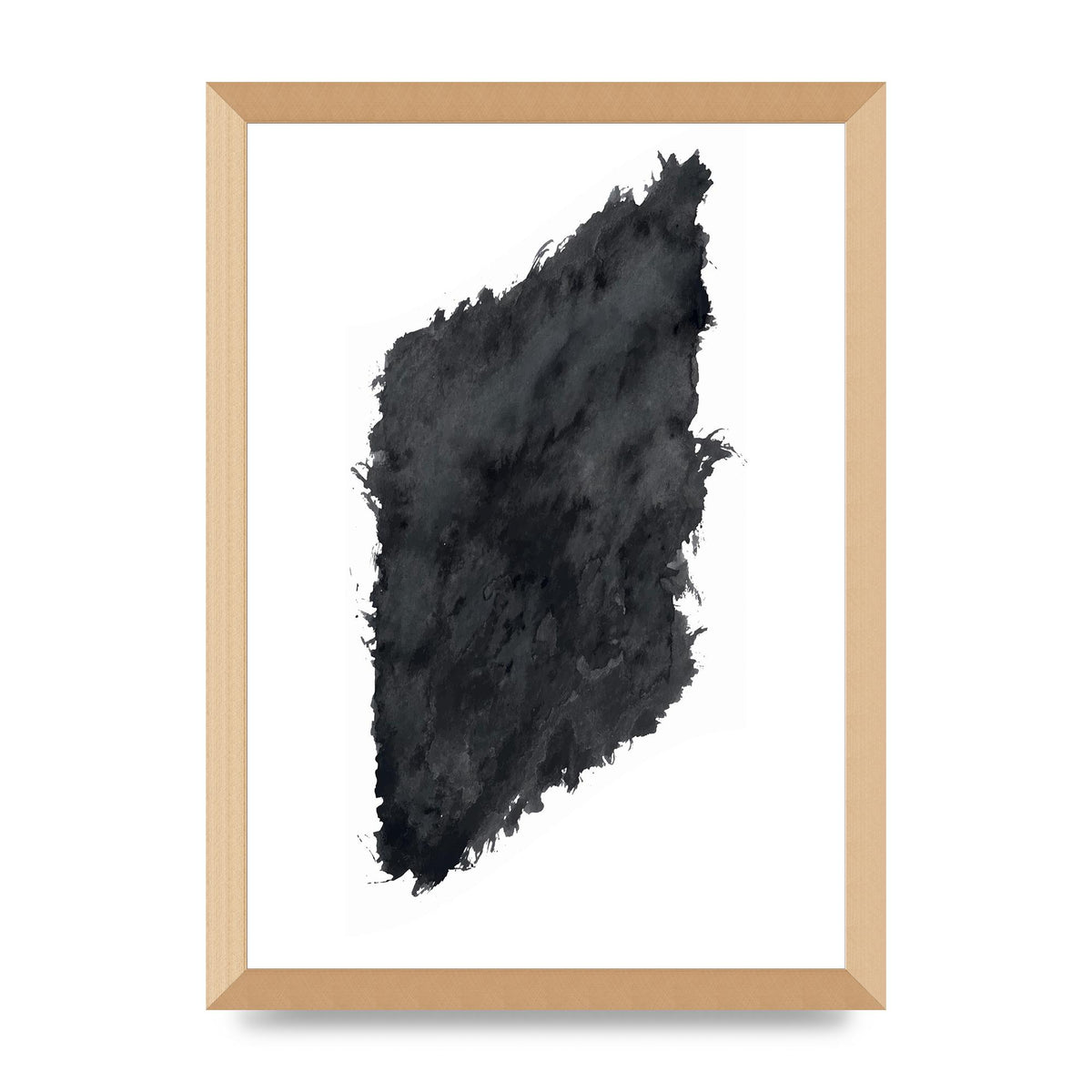 Abstract Painted Shape Black White Printed Poster - A3 framed