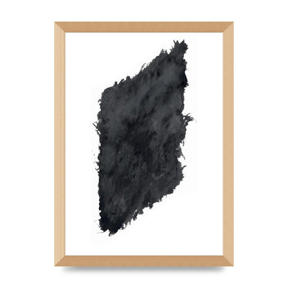 Abstract Painted Shape Black White Printed Poster - A3 framed