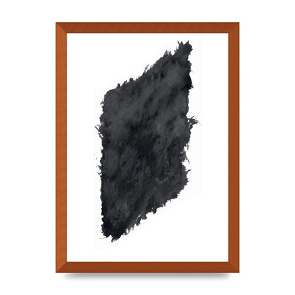 Abstract Painted Shape Black White Printed Poster - A3 framed