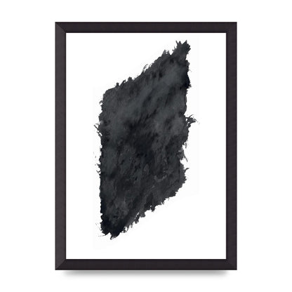 Abstract Painted Shape Black White Printed Poster - A3 framed