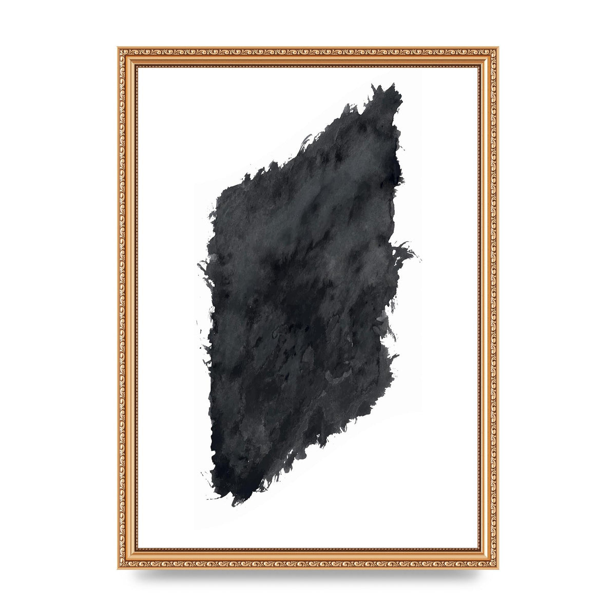 Abstract Painted Shape Black White Printed Poster - A3 framed
