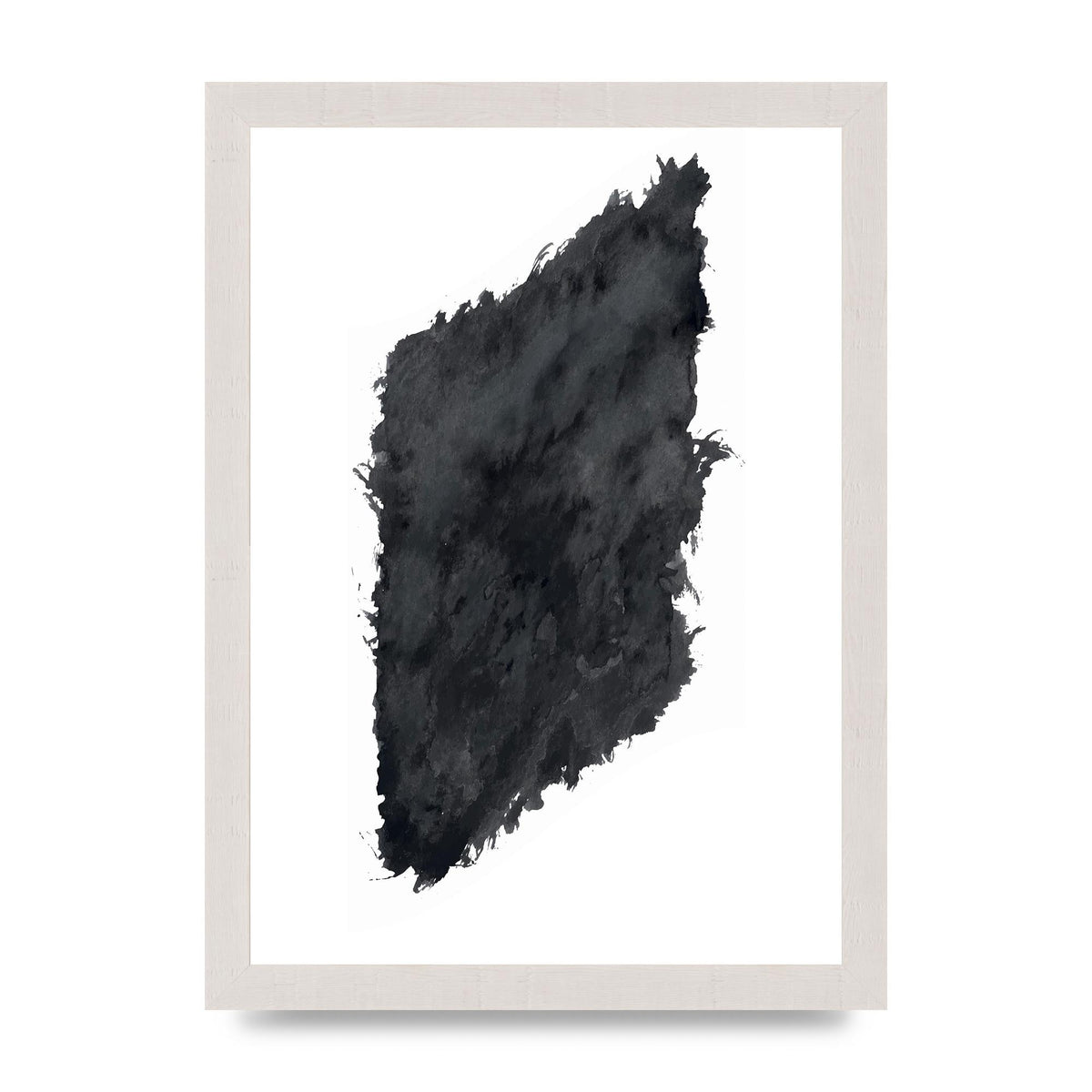 Abstract Painted Shape Black White Printed Poster - A4 framed